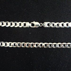 Preloved 8mm Thick Sterling Silver Chain Unisex Necklace SOLID 925 Silver ITALY